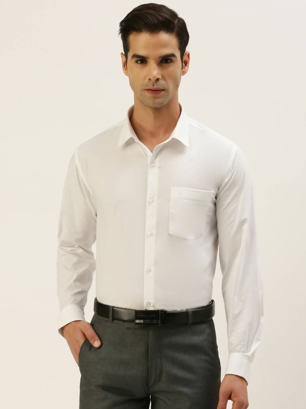 Ramraj Cotton Mens Full Sleeve Formal 100 % Cotton White Shirt
