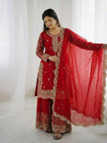Teeya Creation Red Color Fendy Silk Embroidery Work Wedding Wear Salwar Suit