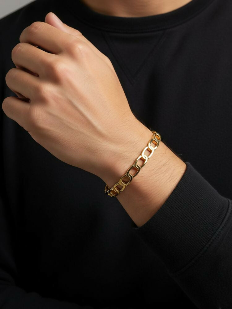 NVR Men's Gold Plated Cuff Bracelet