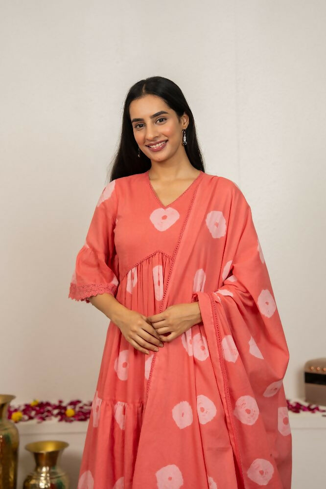 Joban Fashion Pink Tie & Dye Cotton Suit Set