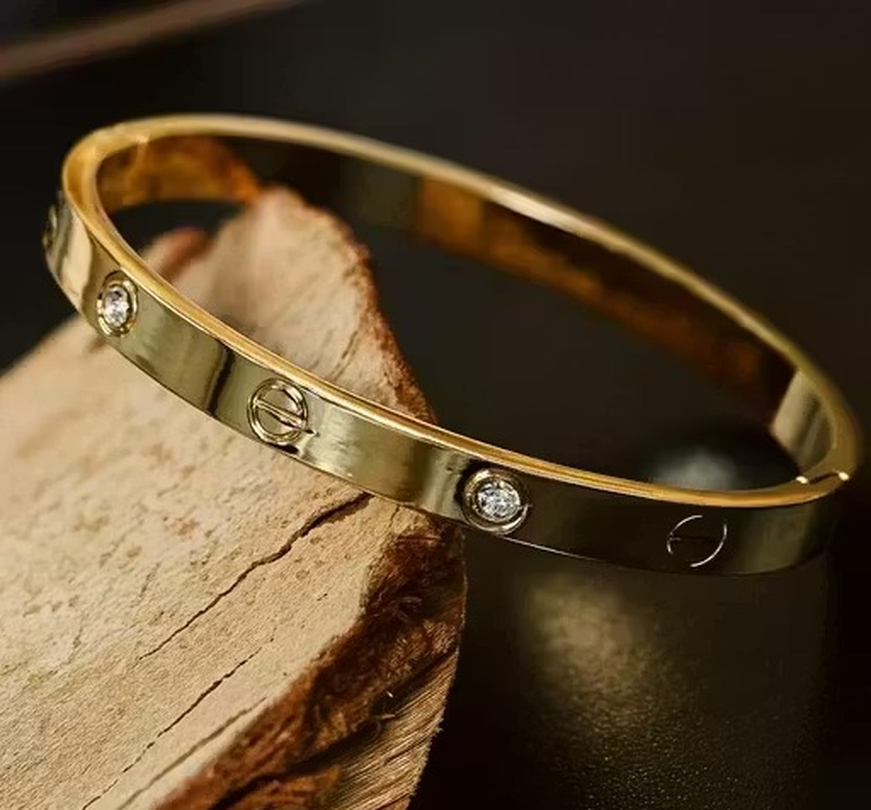 Jewel City Stainless Steel Gold-Plated Kada For Office Wear