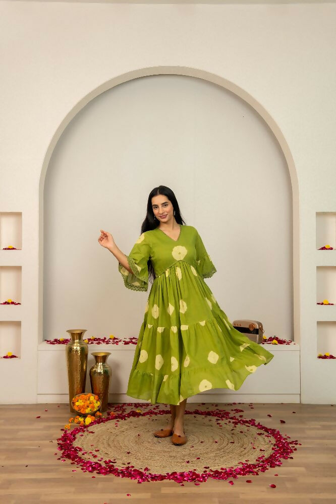 Joban Fashion Green Tie & Dye Cotton Dress