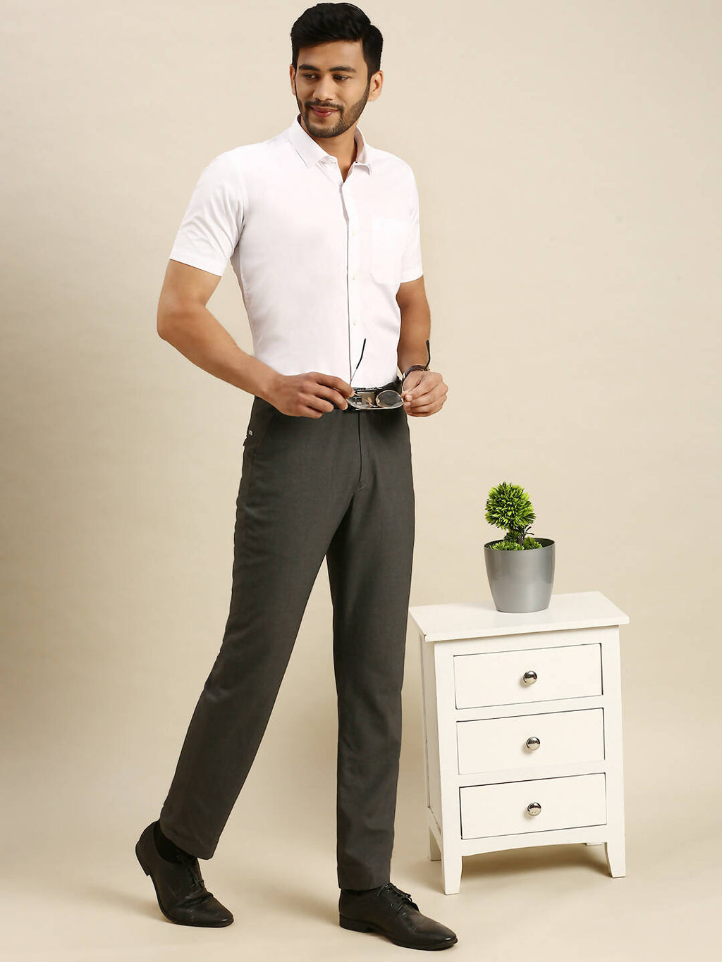 Ramraj Cotton Mens Half Sleeve Formal 100 % Cotton White Shirt