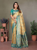 Anaita Golden Tissue Silk With Weaving Saree With Blouse