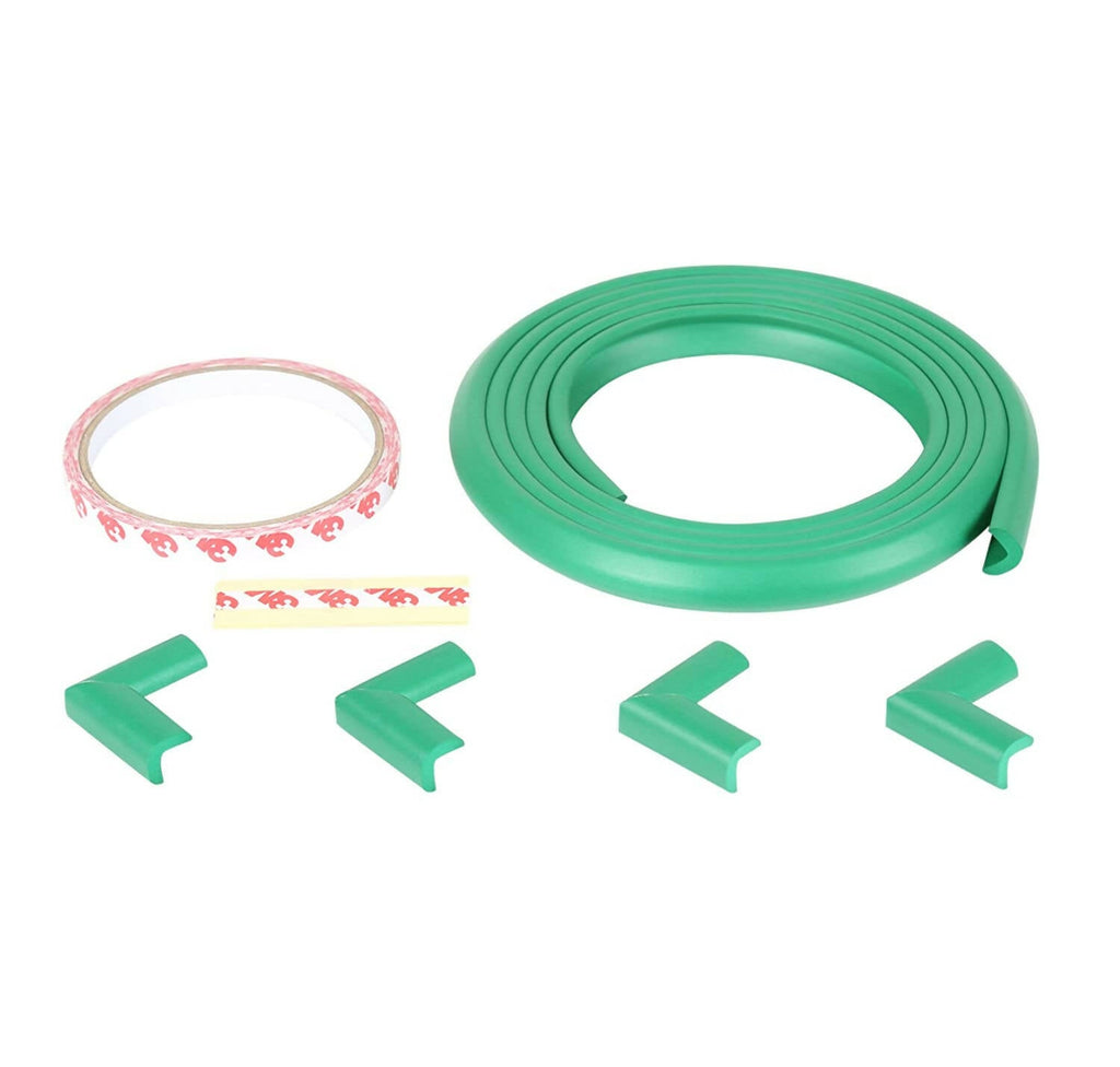 Safe-O-Kid Unique High Density L-Shaped 2 Mtr Long Mini 2 Edge Guards With 8 Corner Cushions - Green