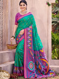 Anaita Green Silk Saree With Blouse Piece