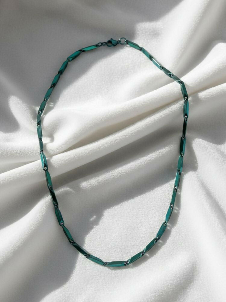 NVR Men's Handcrafted Green Rhodium Plated Chain