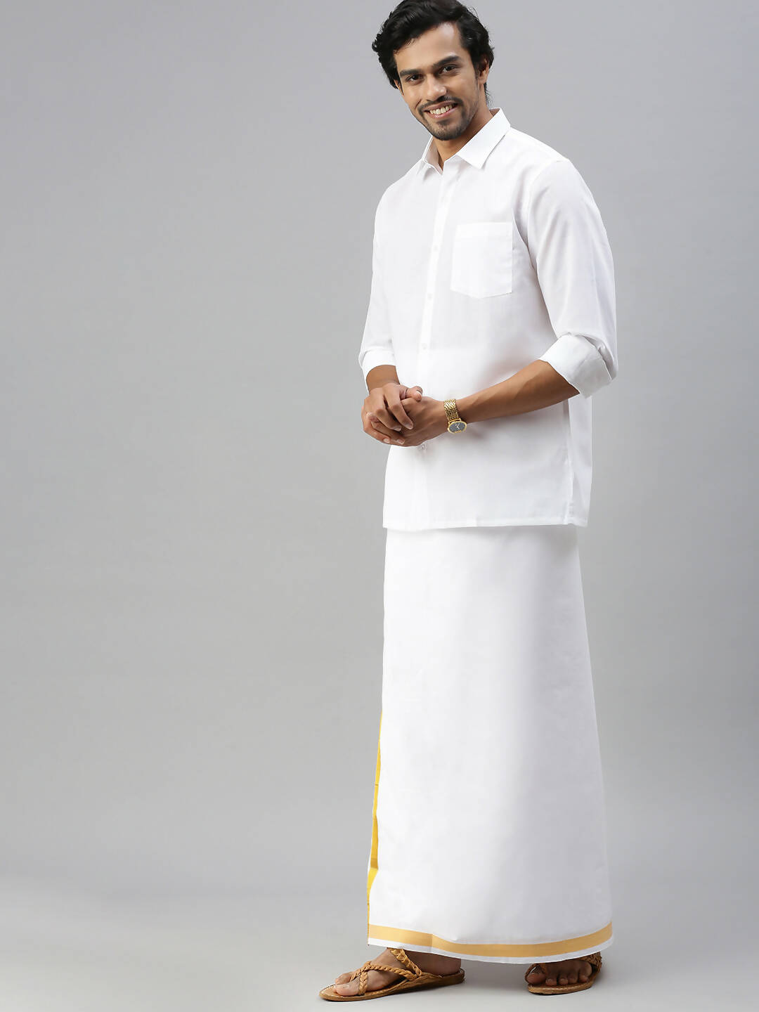 Ramraj Cotton Mens Full Sleeve Formal 100 % Cotton White Shirt