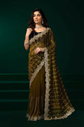Joban Fashion Mehendi Green Net Party Wear Sarees
