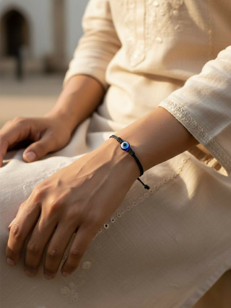NVR Black Evil Eye Adjustable Bracelet for Men & Women
