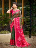 Anaita Green Soft Silk Saree With Floral Printed Work With Blouse