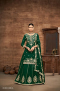 Anaita Green Premium Embroidered Vichitra Silk Lehenga Style Suit
