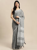 Anaita Grey Linen Saree With Blouse