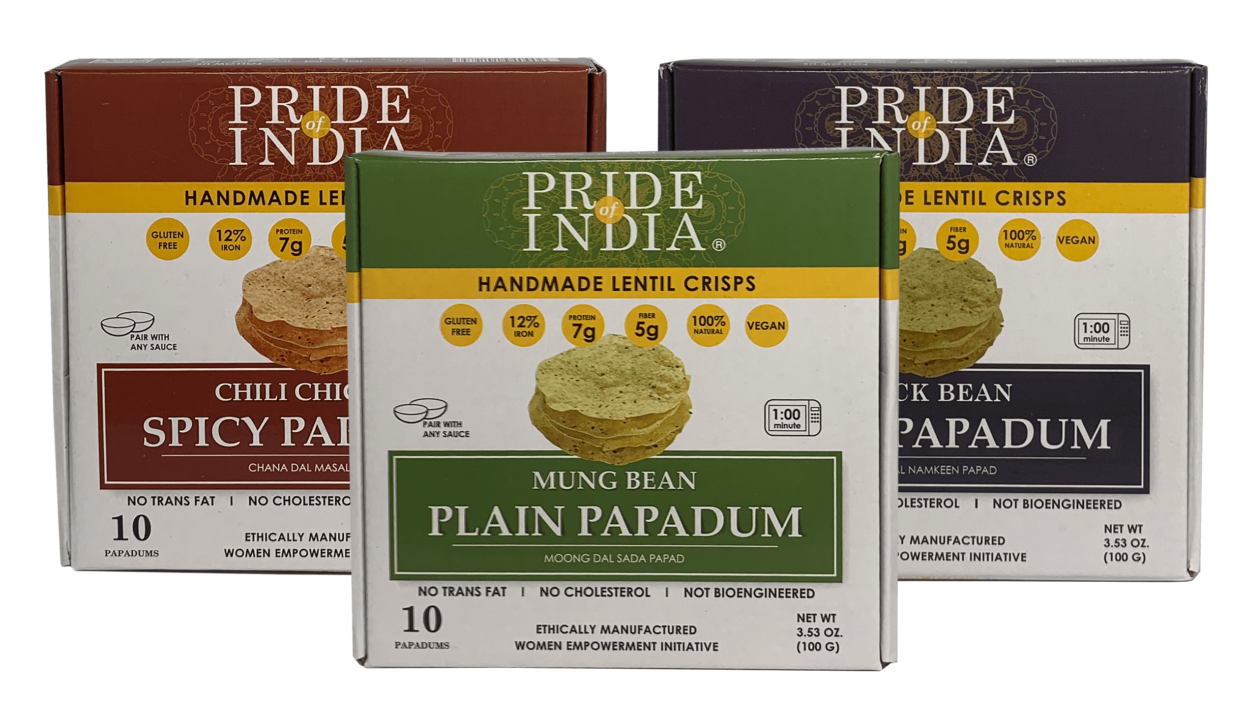 Assorted Papadum Lentil Crisps - Plain, Salty & Spicy