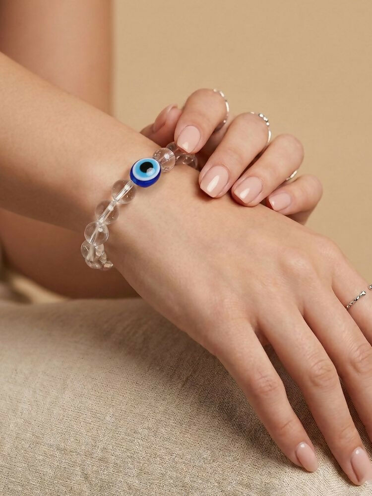 NVR White Crystal Evil Eye Bracelet for Men & Women