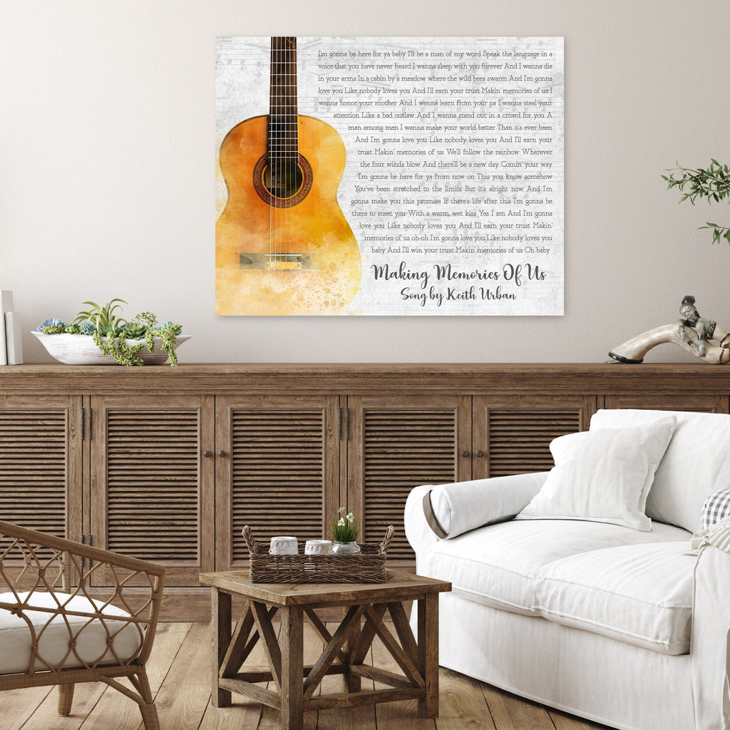 Song Lyrics Canvas with Guitar Design
