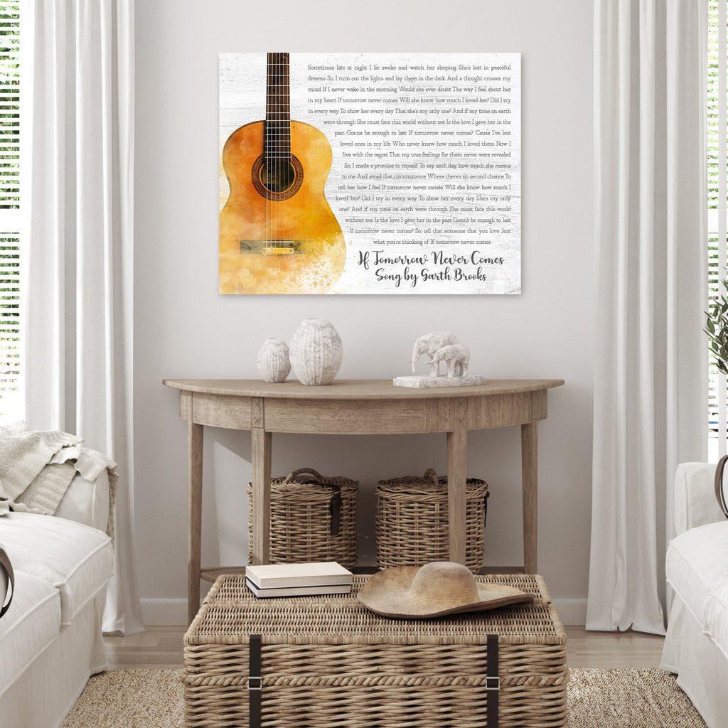 Song Lyrics Canvas with Guitar Design