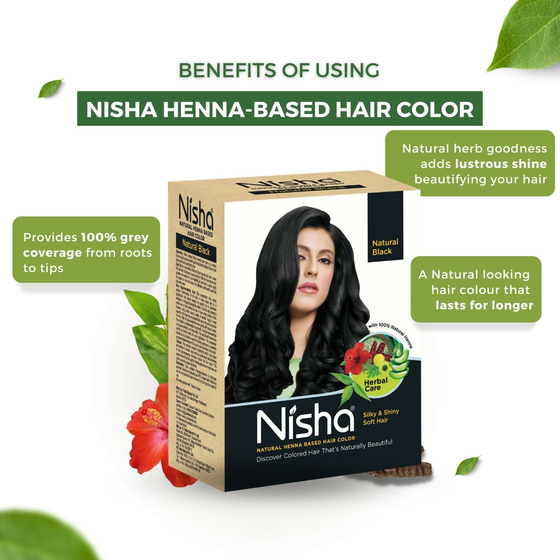Nisha Henna Based Hair Colour for Women & Men Natural Black