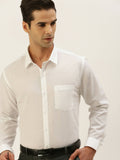Ramraj Cotton Mens Full Sleeve Formal Poly Cotton White Shirt