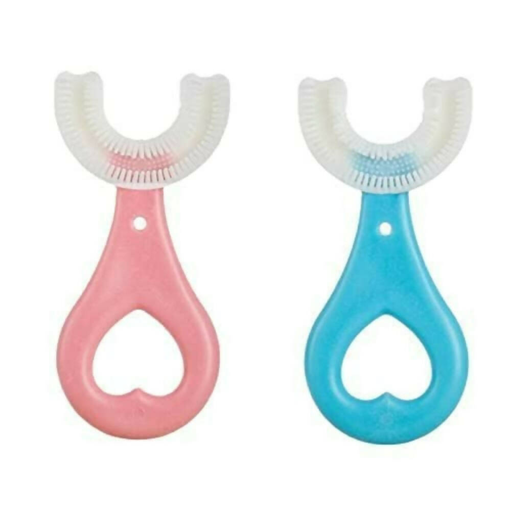 LandVK's Toothbrush for Kids with U Shaped Silicone Brush