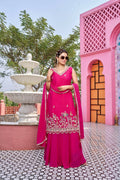Teeya Creation Womens New Stylish Moti Beads With Cording Sequence Thread Embroidery Work Pink Kurta Set