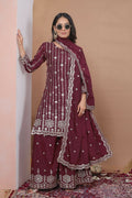 Teeya Creation Maroon Color Natural Crepe Silk Wedding Wear Trending Salwar Suit