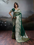 Shree Shyam Fashion Dark Green Silk Blend Saree