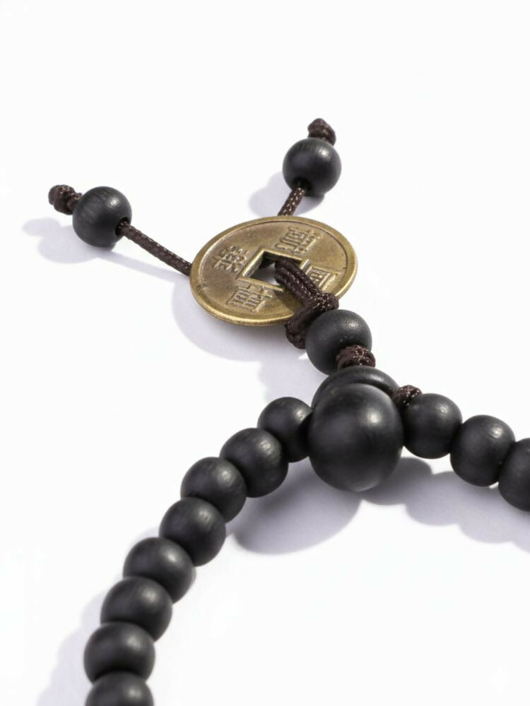 NVR Men Black Beaded Bracelet