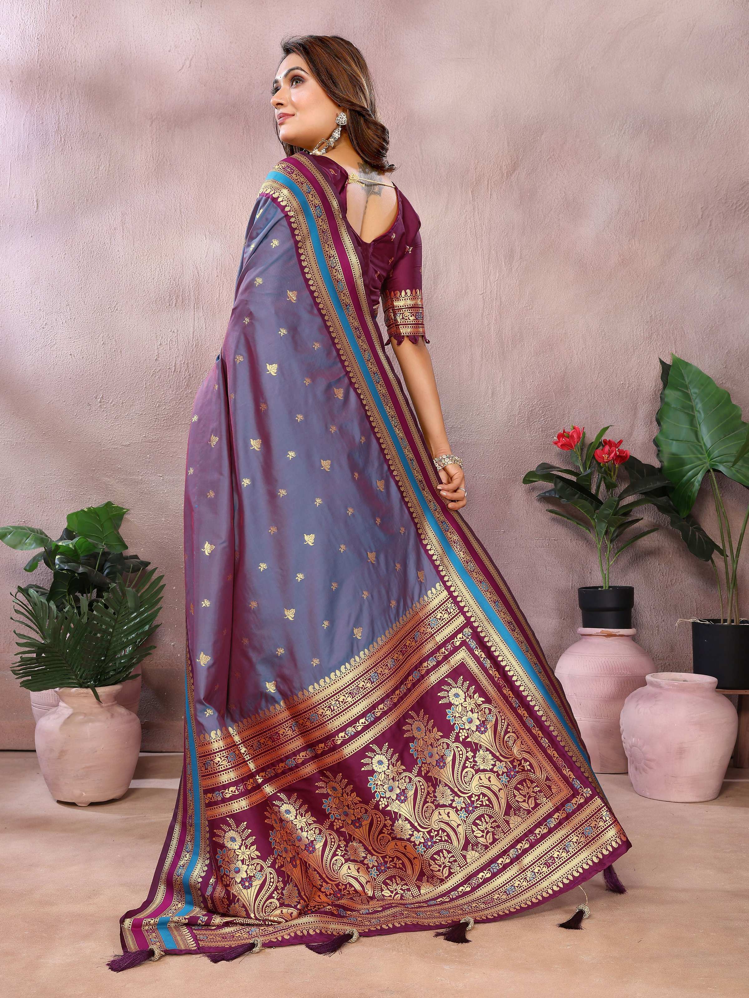Aastha Fashion Grey Kalamkari Silk Weaving Saree