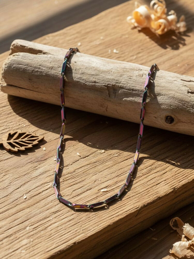 NVR Men's Handcrafted Multicolour Rhodium Plated Chain