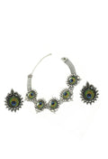 Mominos Fashion Johar Kamal Oxidised Silver-Plated Peacock Wings Work Necklace Handicraft