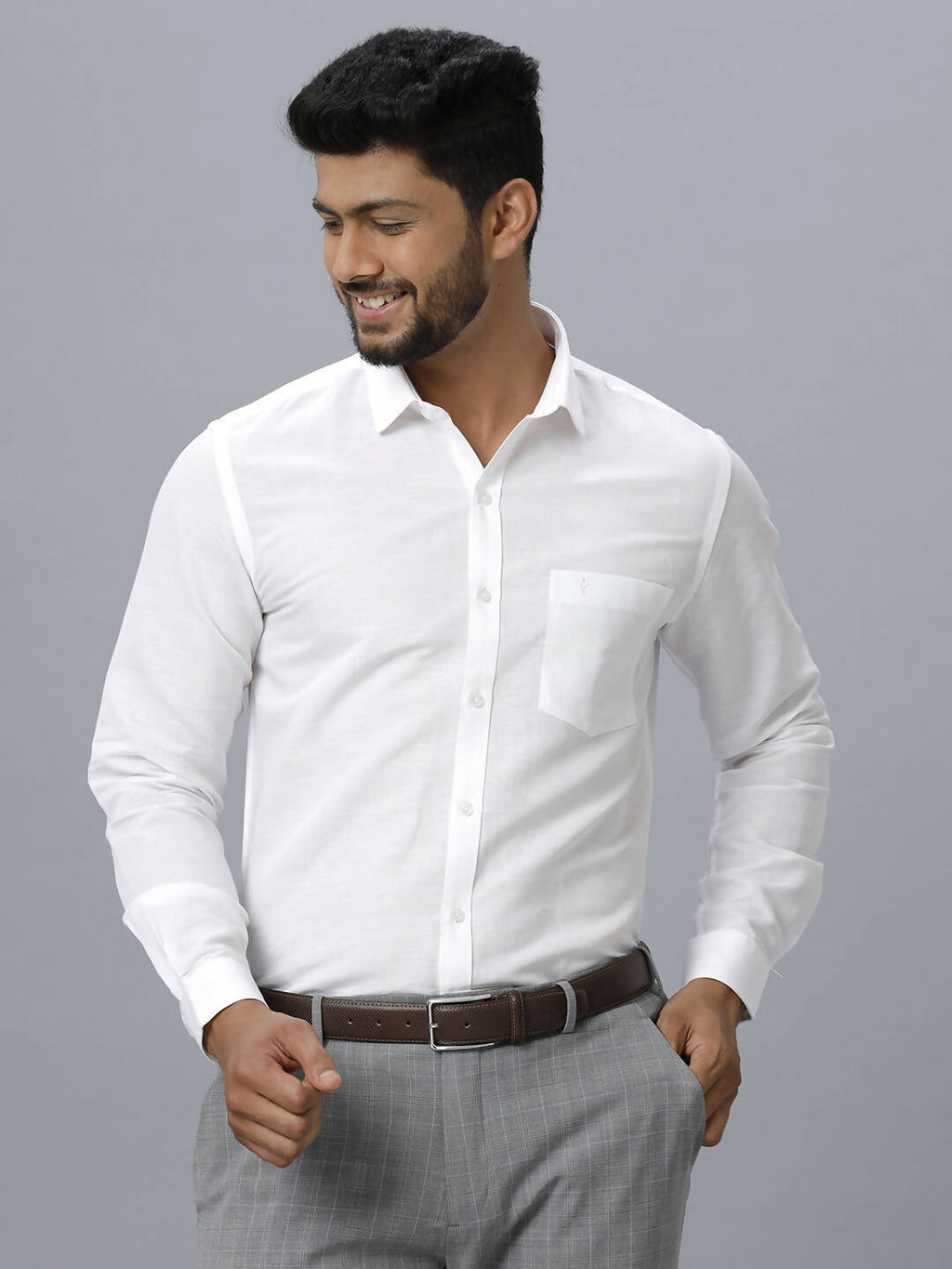 Ramraj Cotton Mens Full Sleeve Formal 100 % Cotton White Shirt