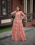 Aayaa Pure Chanderi Gown With Heavy Digital Print - Multi Color