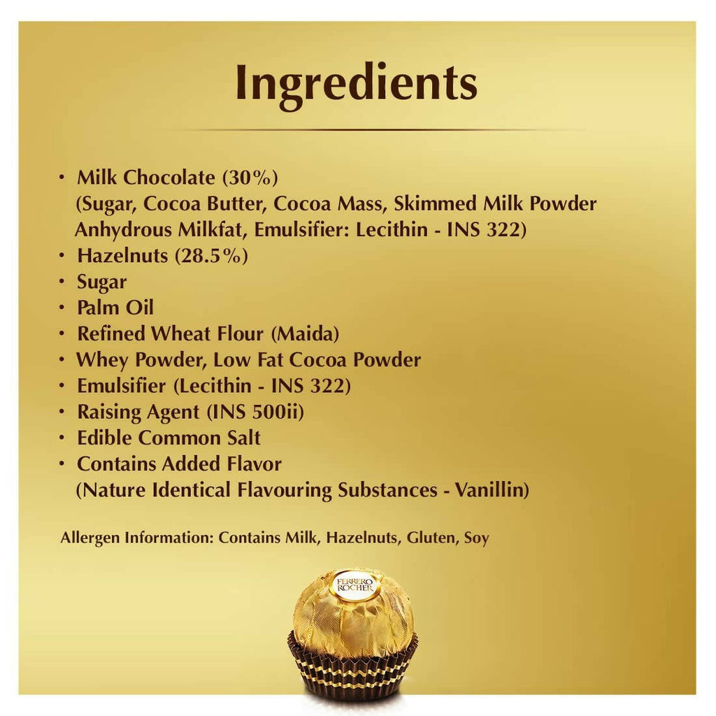 Ferrero Rocher Exquisite Hazelnut And Milk Chocolate | Premium Gift Box Rich, Creamy, Crunchy and Nutty Chocolate For Special Occasions