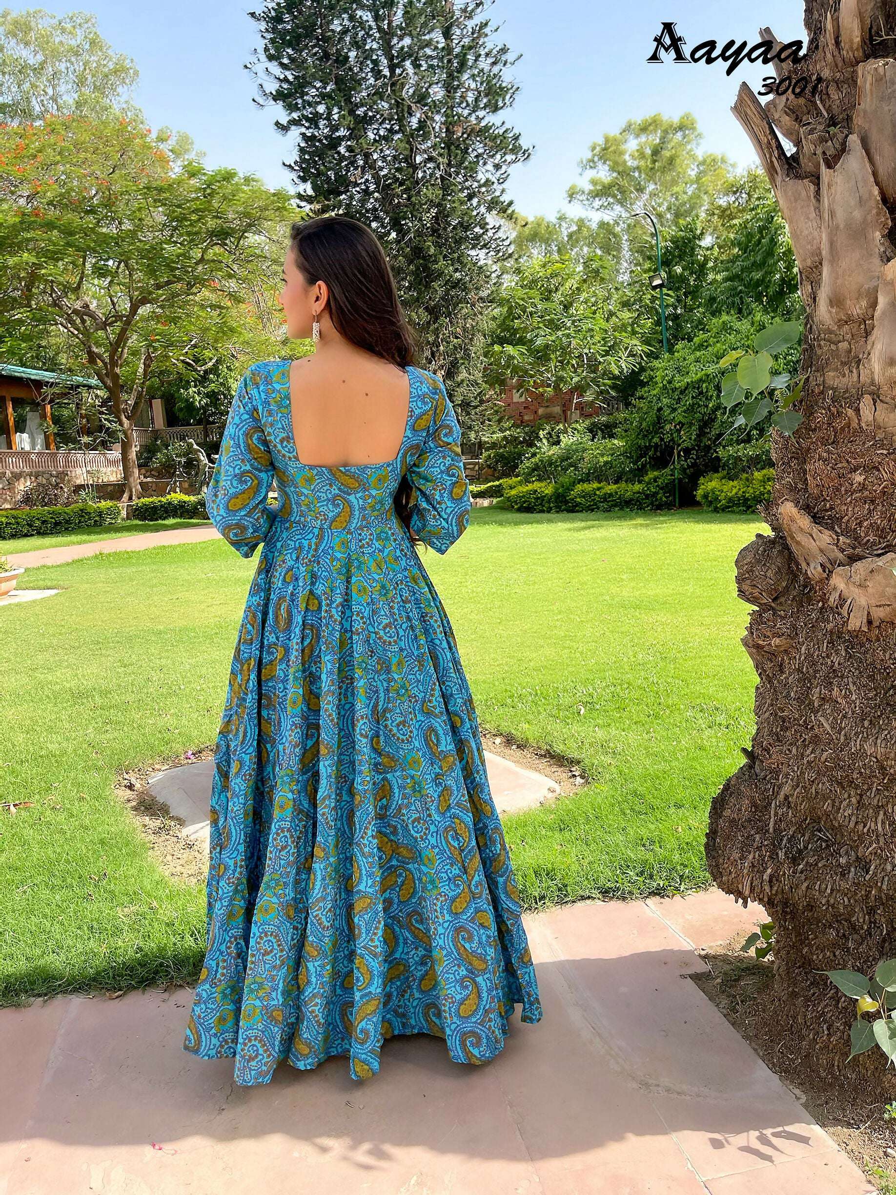 Aayaa Pure Ab Cotton Gown With Heavy Digital Print - Multi Color
