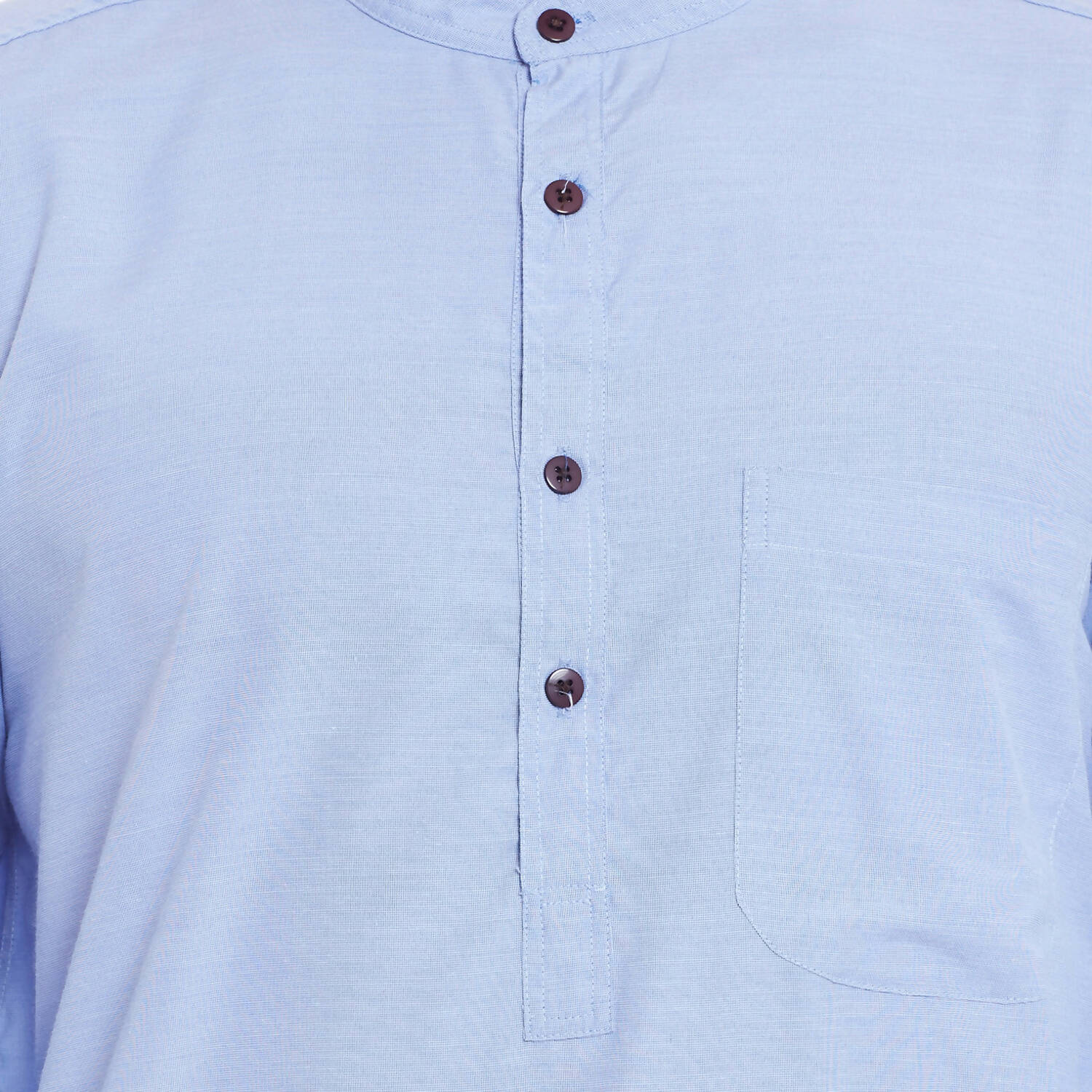 Even Apparels Blue Color Pure Cotton Men's Kurta With Band Collar