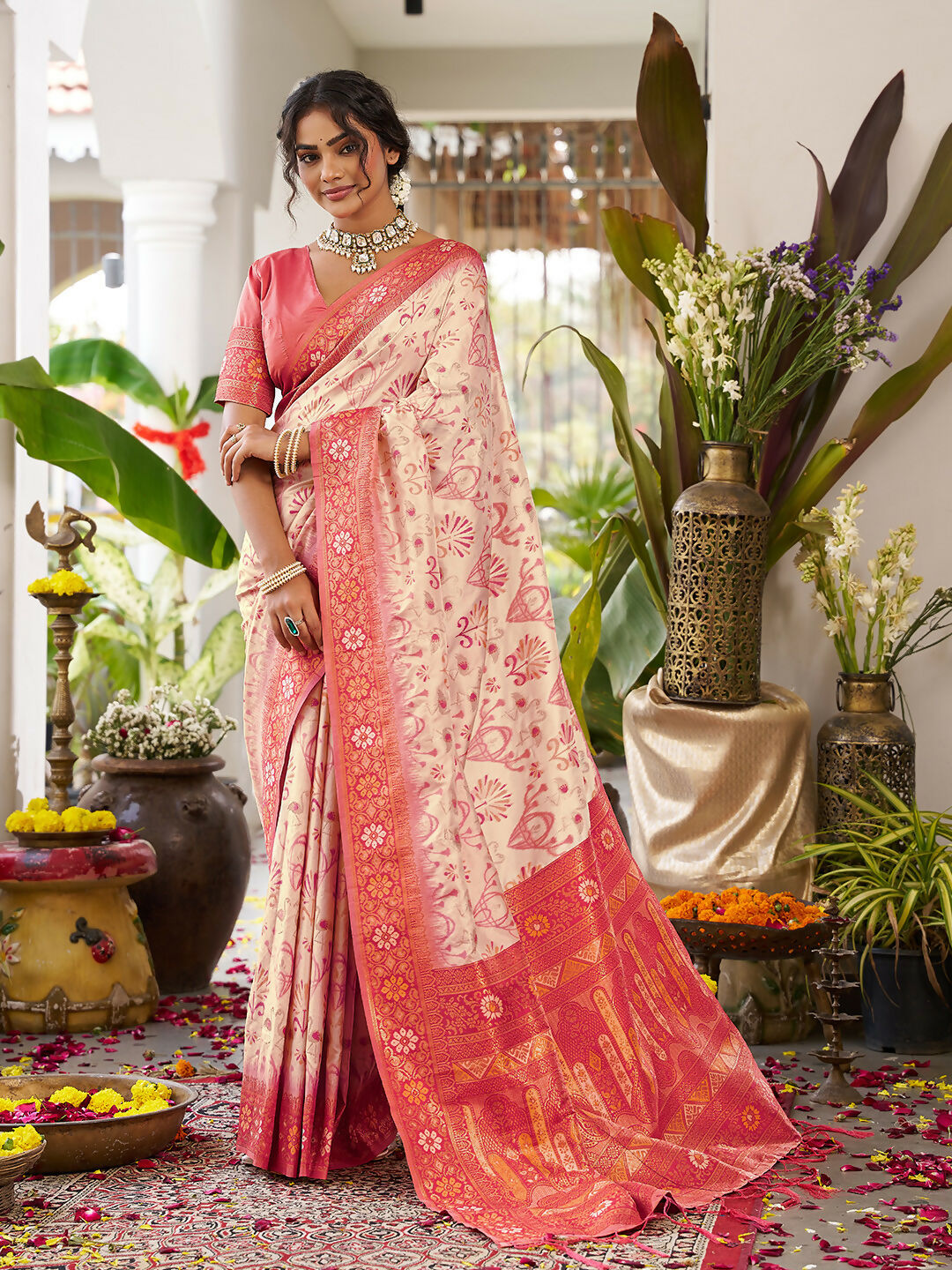 Shree Shyam Fashion Cream Soft Silk Saree