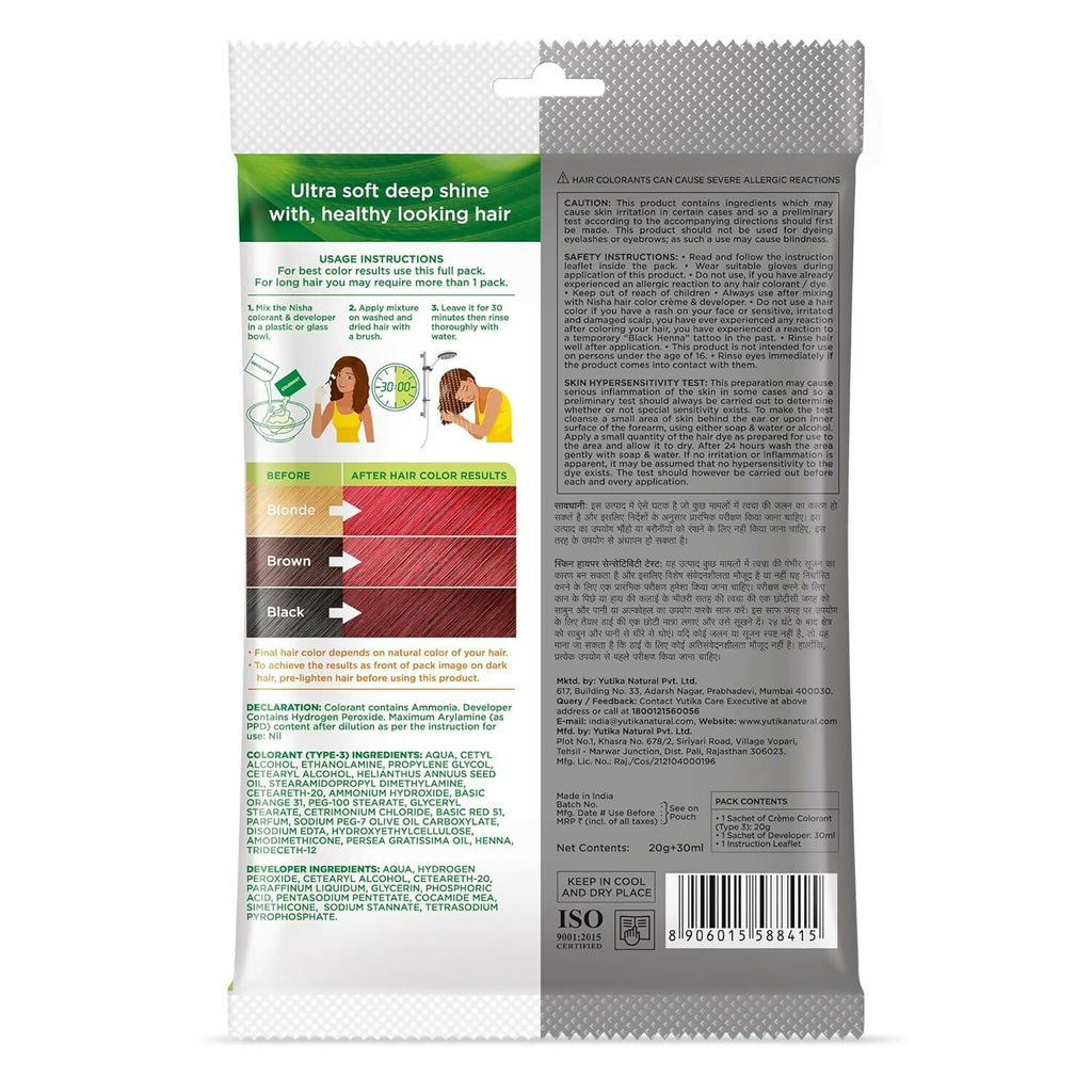 Nisha Creme Hair Color for Women & Men - Flame Red