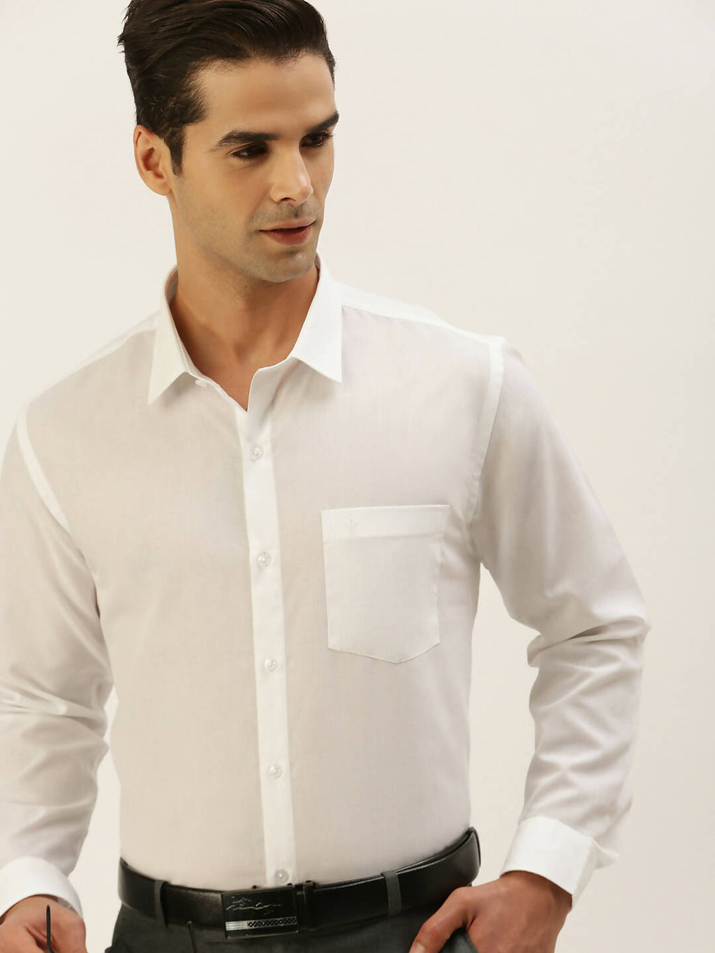 Ramraj Cotton Mens Full Sleeve White Shirt Plus Size - Minister Cotton