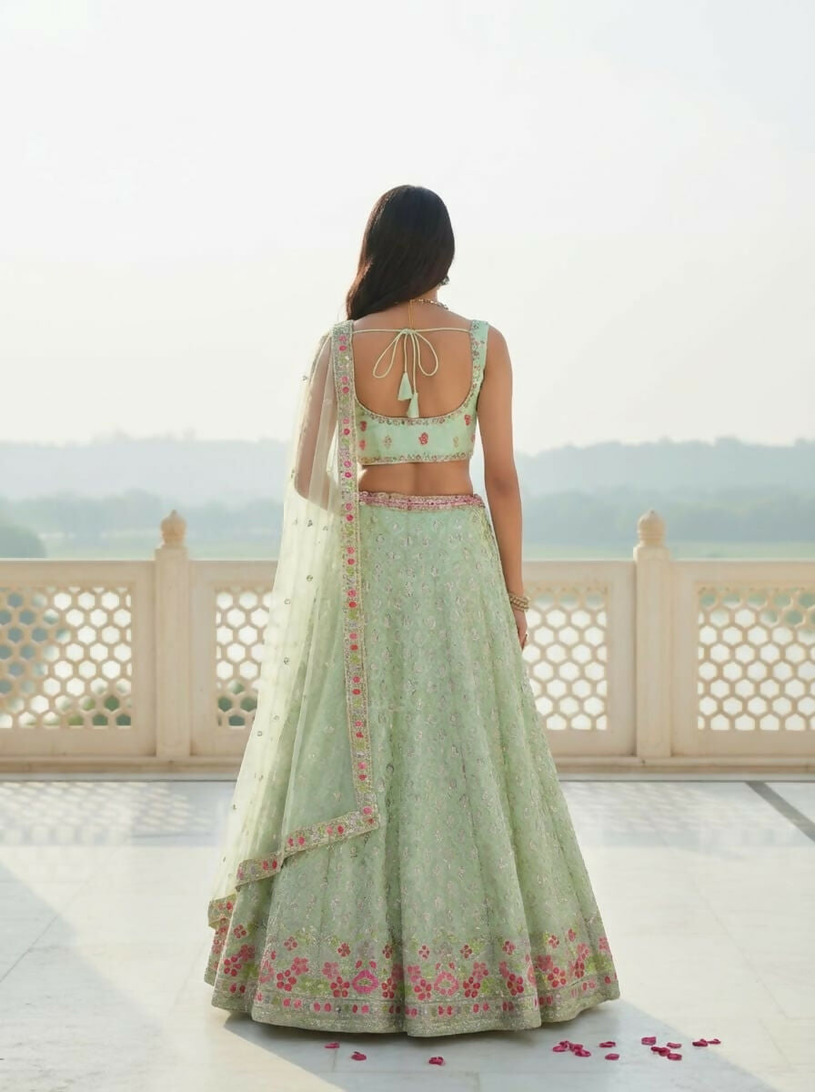 Lehenga Mart Designer Indian Wedding Lehenga Choli-Pista Green