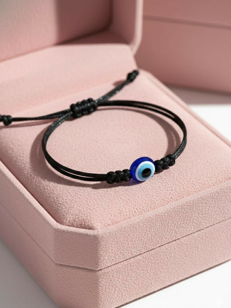 NVR Black Evil Eye Adjustable Bracelet for Men & Women