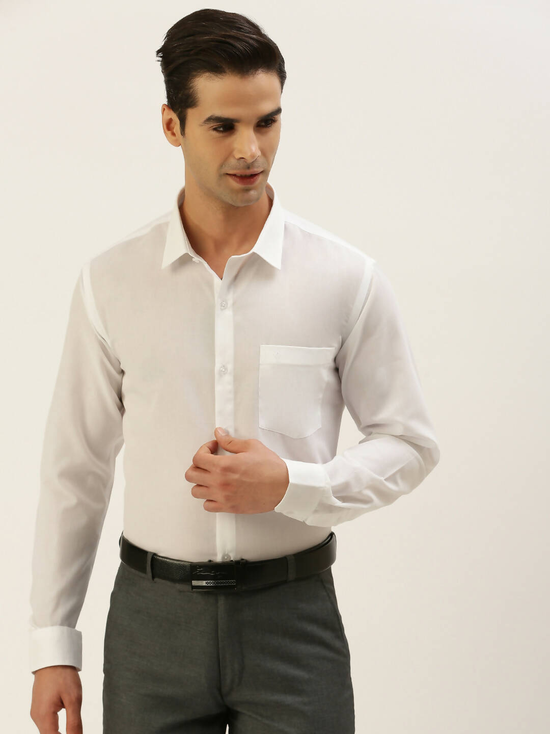 Ramraj Cotton Mens Full Sleeve Formal Poly Cotton White Shirt