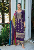Anaita Purple Premium Embroidered Chinon Stitched Salwar Suit