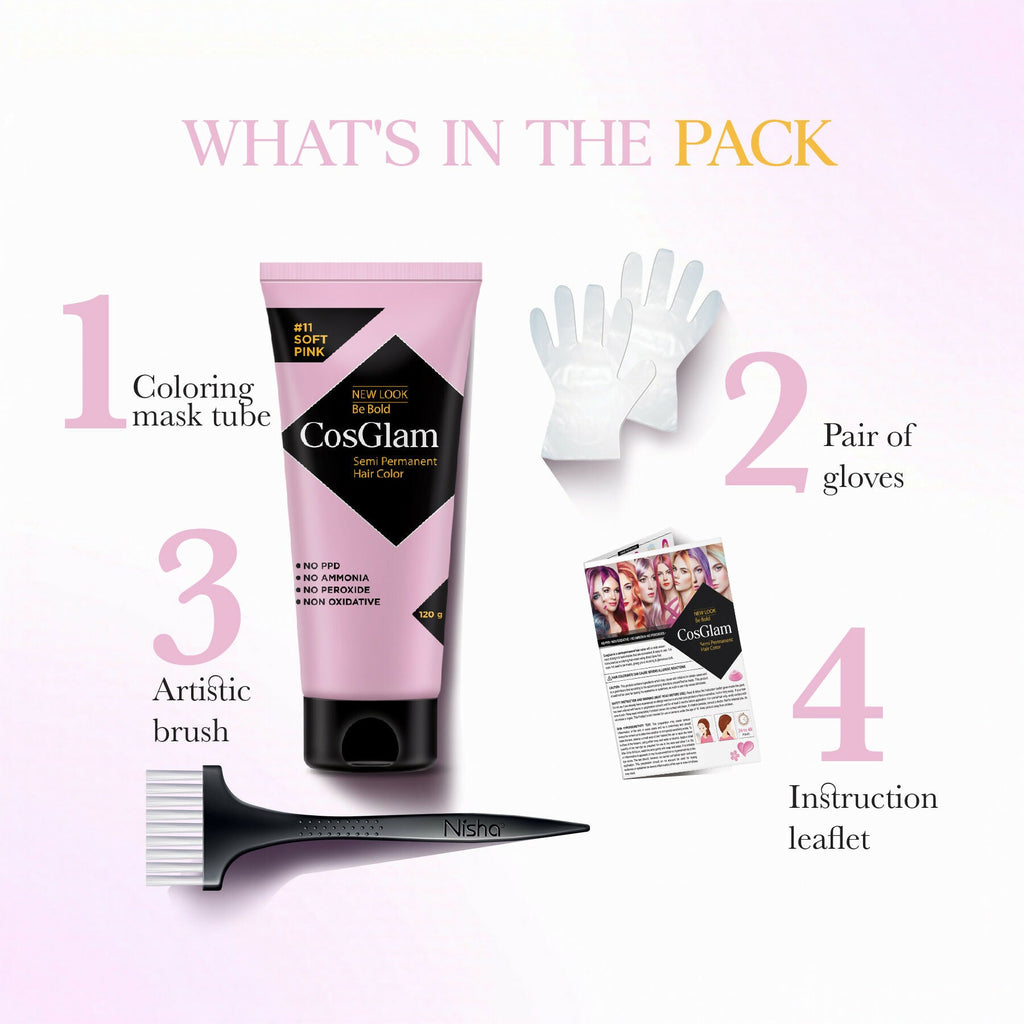 Cosglam Semi Permanent Hair Color for Women & Men (#11 Soft Pink)