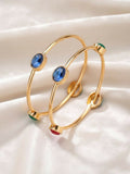 NVR Women Set of 2 Gold Plated Artificial Stone Bangle