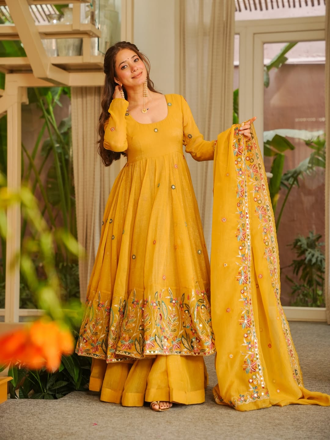 Yash Enterprise Yellow Crunchy Silk Party Wear Sharara Suit Set