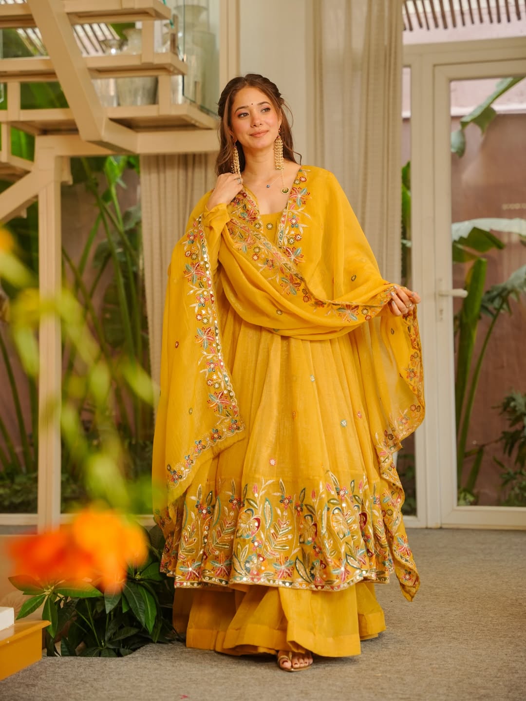 Yash Enterprise Yellow Crunchy Silk Party Wear Sharara Suit Set