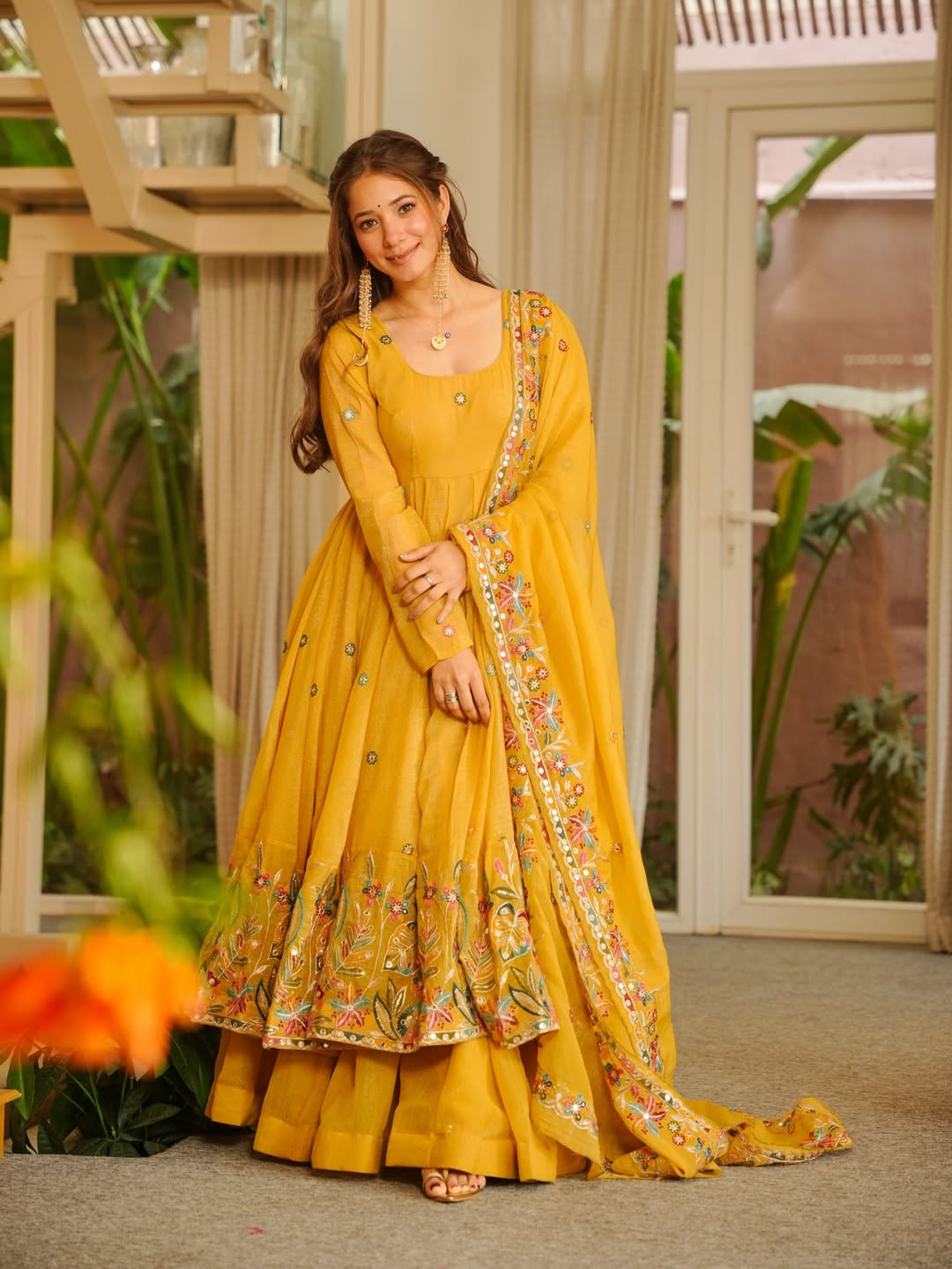 Yash Enterprise Yellow Crunchy Silk Party Wear Sharara Suit Set