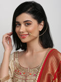 Gold-Polished Kundan Nose Ring - Ruby Raang