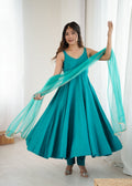 Evanik Rama Pure Romansilk Chanderi Plain Fully Flair Anarkali Suit